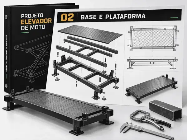 Prancha 02: base e plataforma em vista explodida