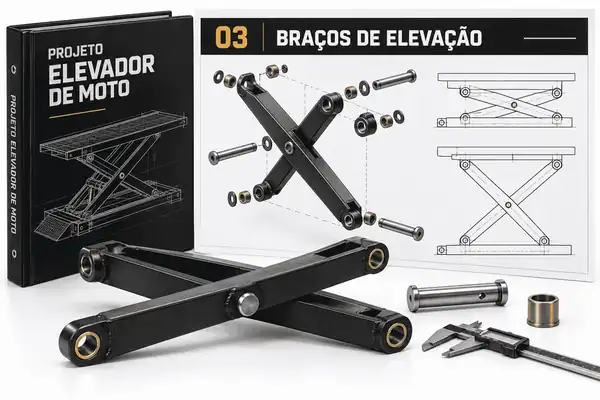Prancha 03: braços de elevação com pinos e buchas