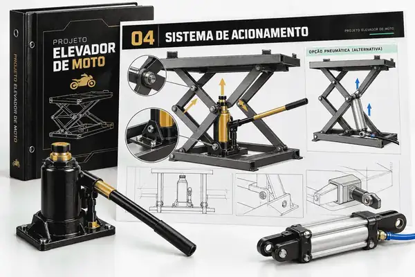 Prancha 04: sistema de acionamento hidráulico e opção pneumática