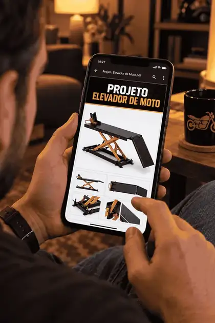 Projeto Elevador de Moto aberto em PDF no celular